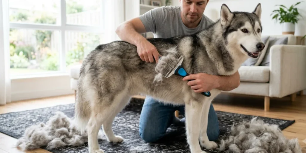 De-shedding a Double-Coated Breed