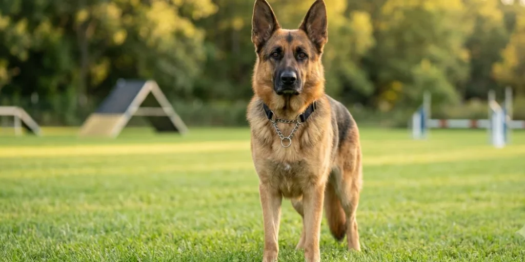 German Shepherd with Training Collar