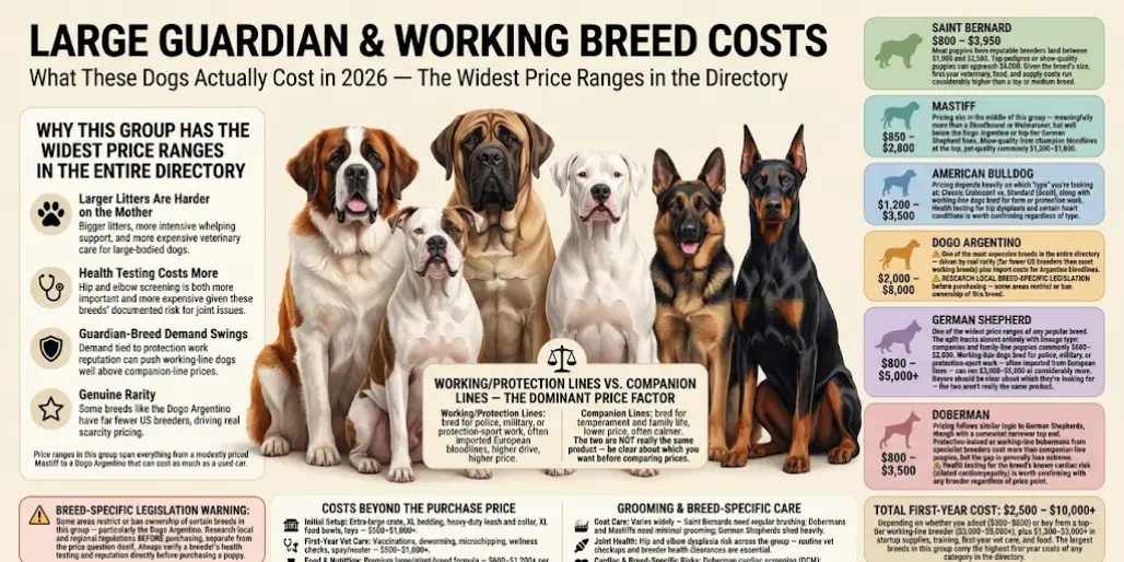 Large Guardian & Working Breed Costs